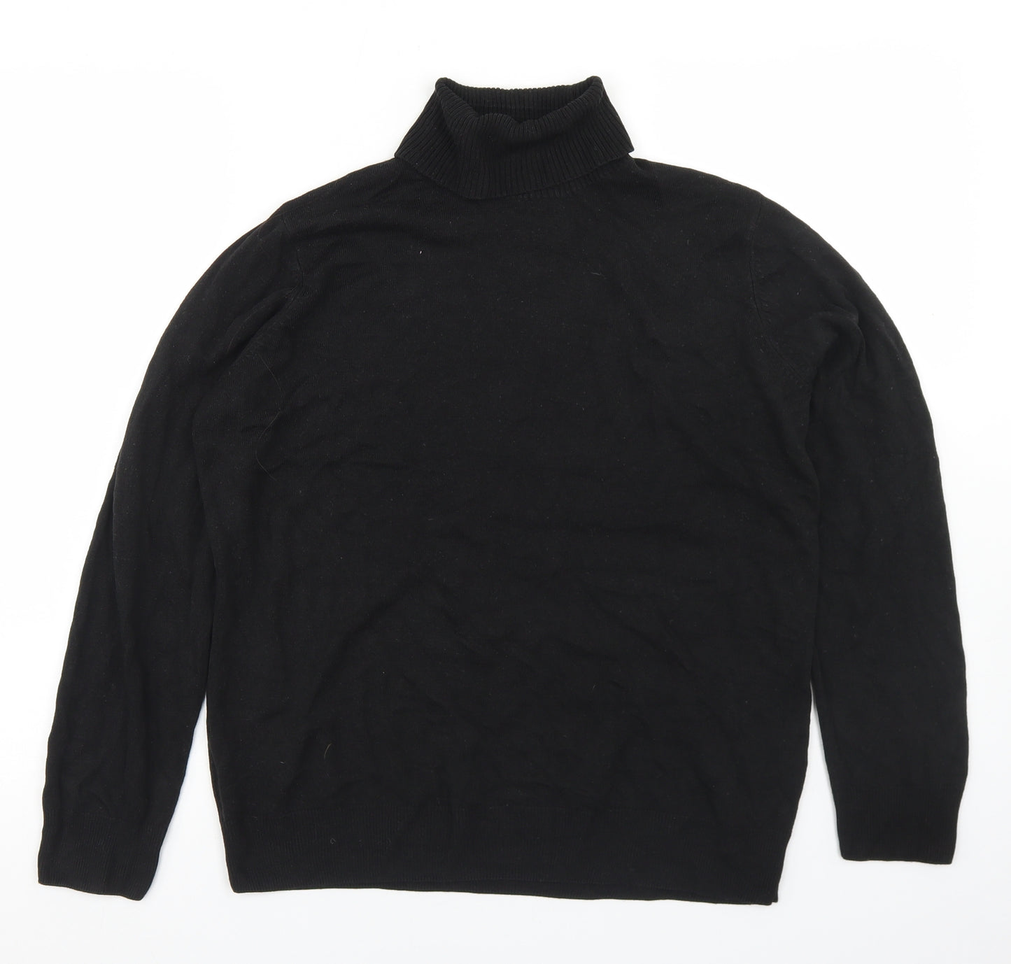 Marks and Spencer Womens Black Roll Neck  Acrylic Pullover Jumper Size 16