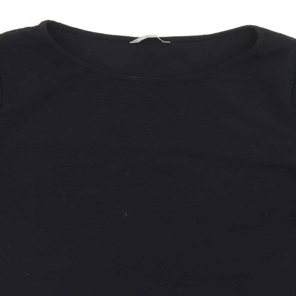 Marks and Spencer Womens Black  Polyester Basic T-Shirt Size 16 Round Neck - Peplum