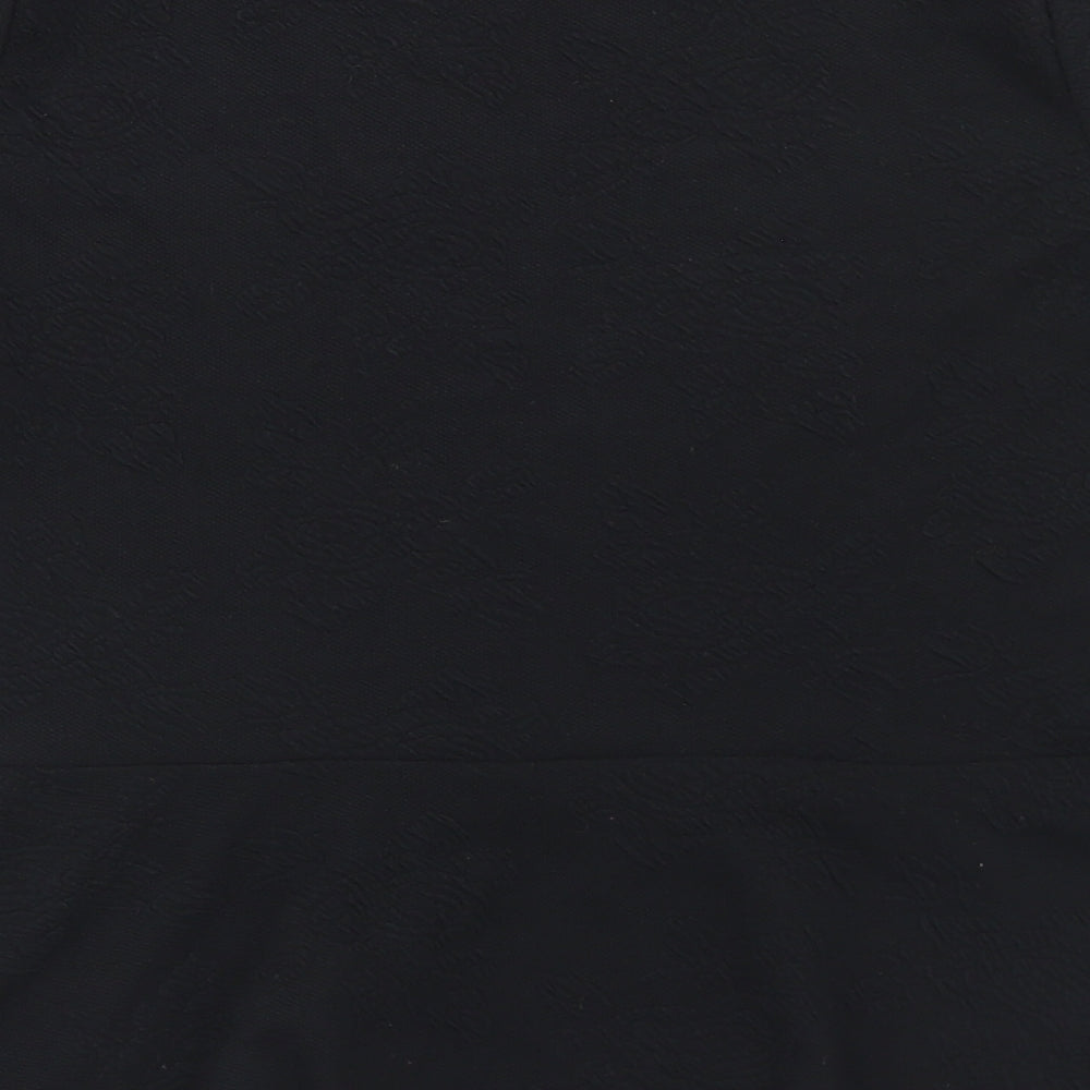 Marks and Spencer Womens Black  Polyester Basic T-Shirt Size 16 Round Neck - Peplum