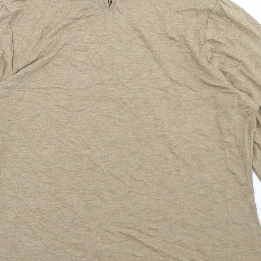 Marks and Spencer Womens Beige  Viscose Basic T-Shirt Size 16 High Neck