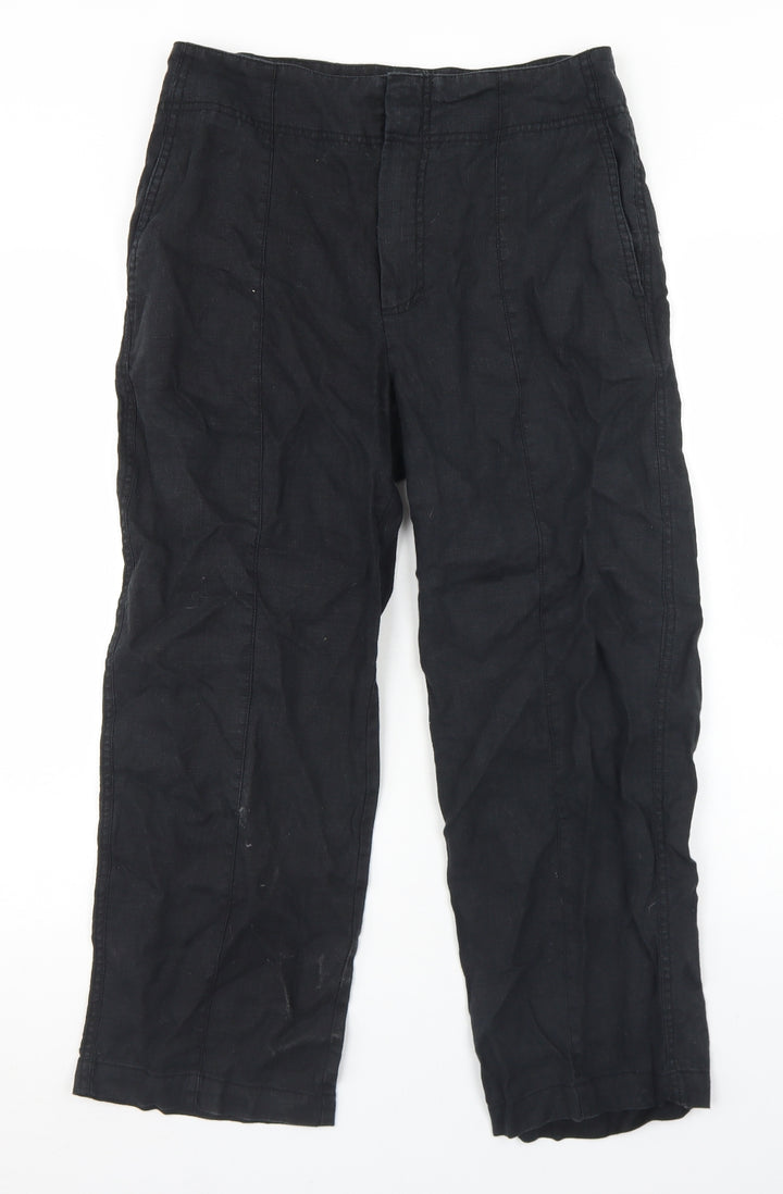 Mango Womens Black Polyester Pedal Pusher Trousers Size 10 L24 in Regular Hook & Eye