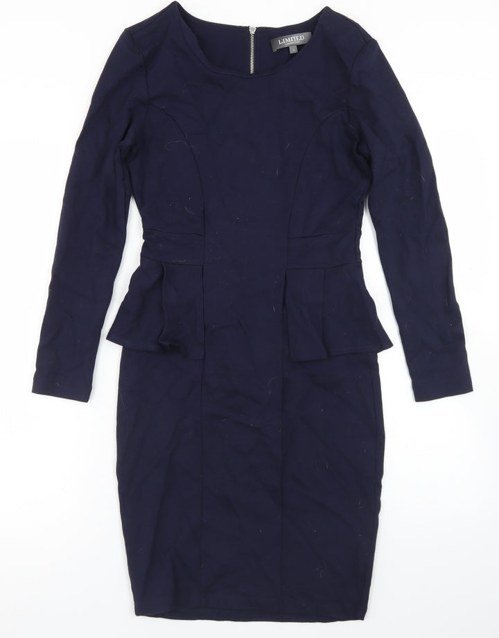 Limited Collection Womens Blue  Viscose Pencil Dress  Size 6  Crew Neck