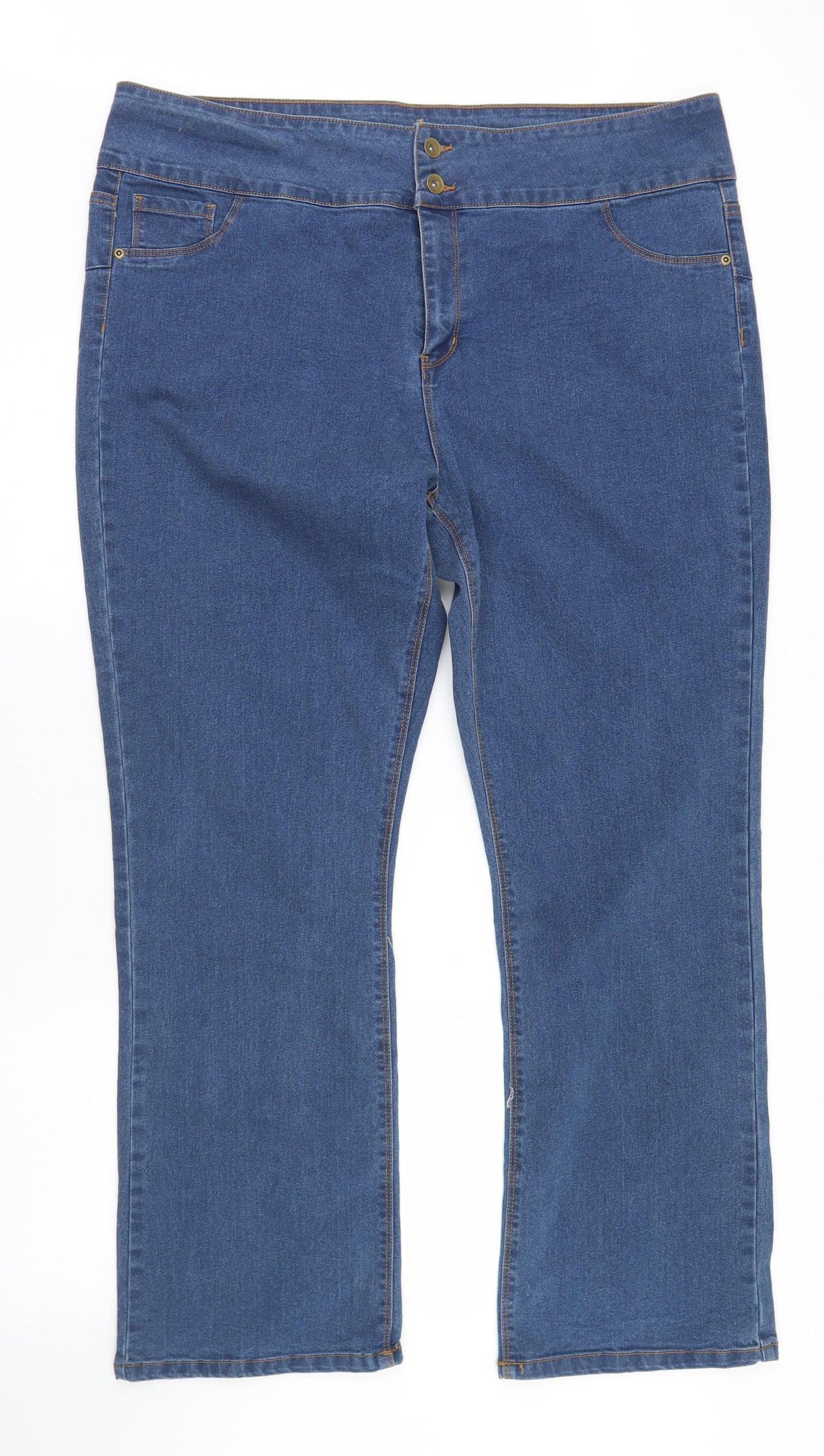 Avon Womens Blue  Cotton Bootcut Jeans Size 22 L29 in Regular Button
