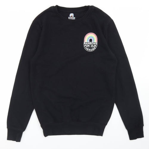 F&F Womens Black  Cotton Pullover Sweatshirt Size S   - Rainbows