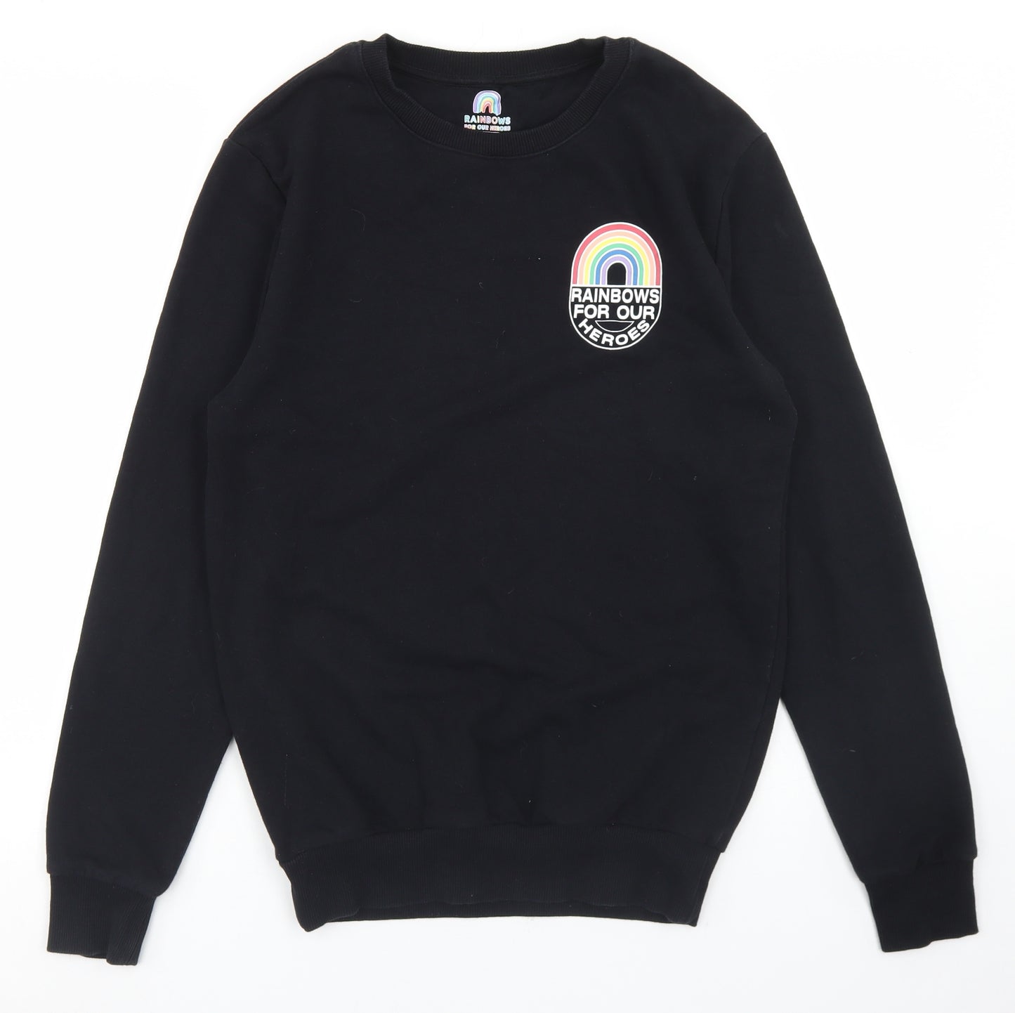 F&F Womens Black  Cotton Pullover Sweatshirt Size S   - Rainbows