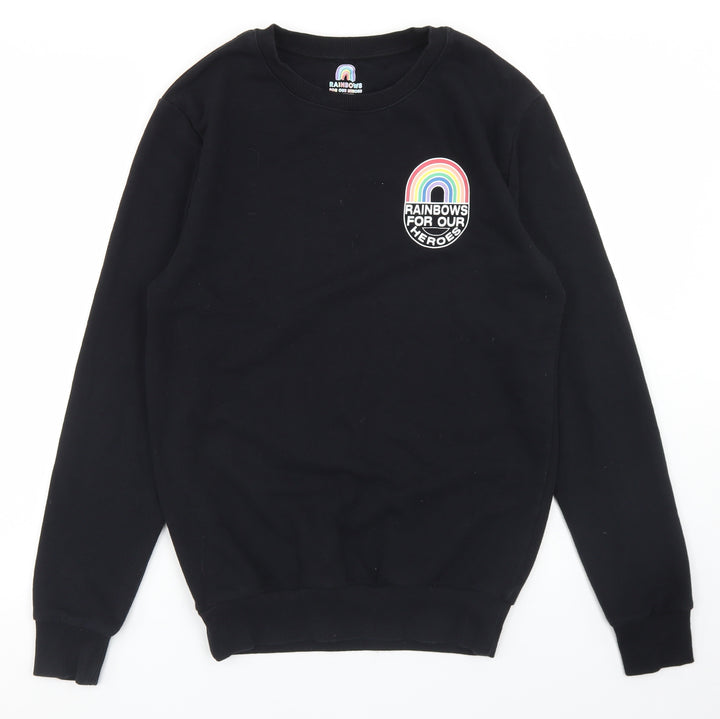 F&F Womens Black  Cotton Pullover Sweatshirt Size S   - Rainbows