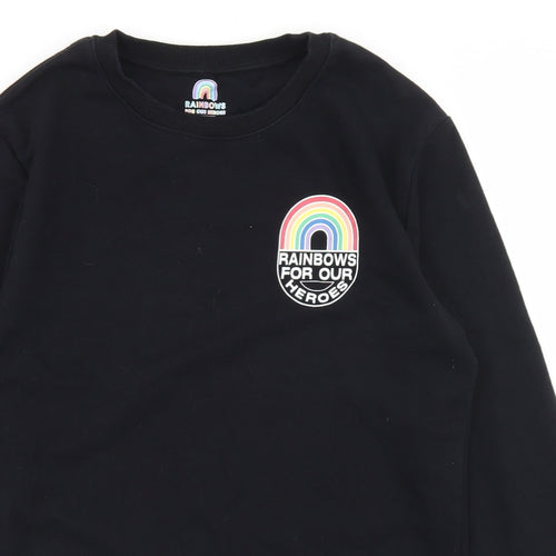 F&F Womens Black  Cotton Pullover Sweatshirt Size S   - Rainbows