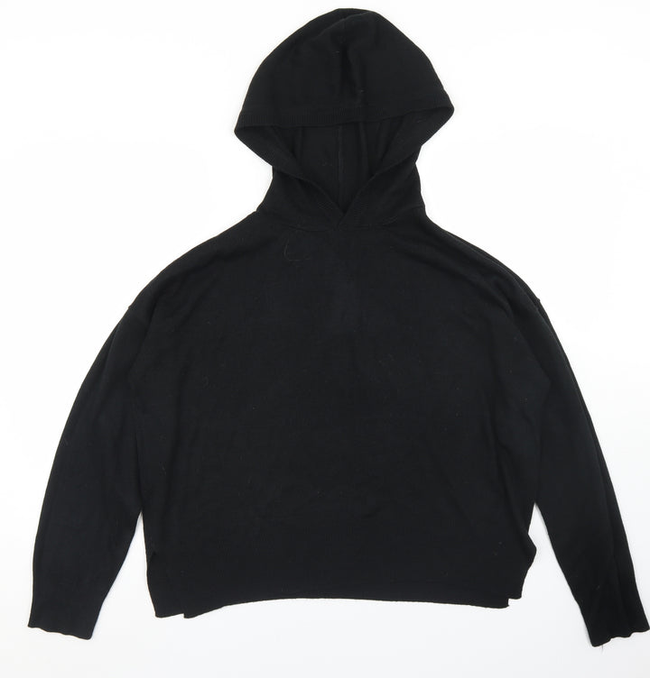 Select Womens Black  Acrylic Pullover Hoodie Size XL   - cROPPED