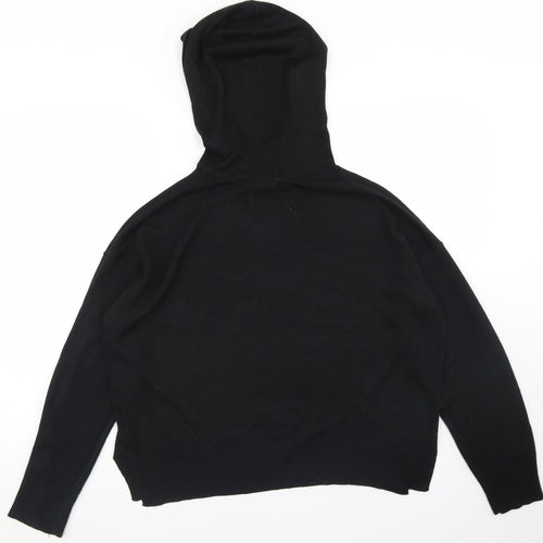 Select Womens Black  Acrylic Pullover Hoodie Size XL   - cROPPED