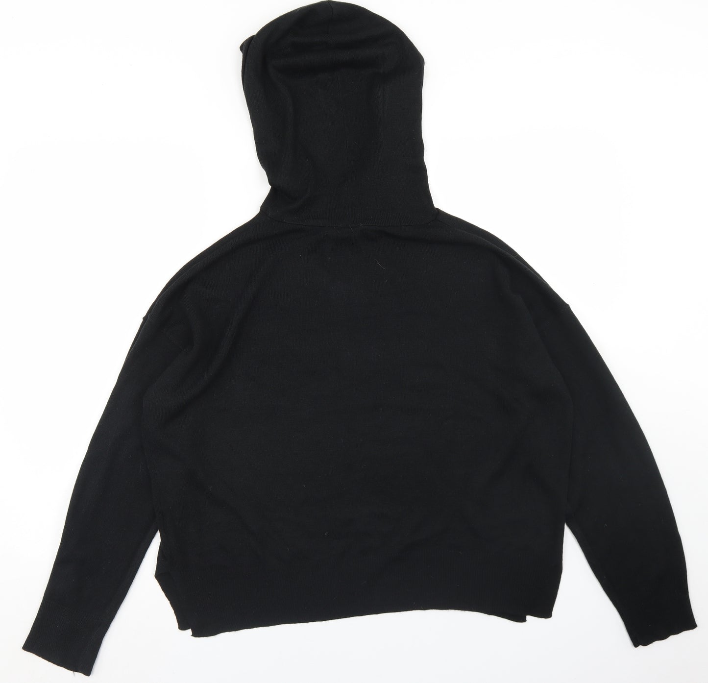 Select Womens Black  Acrylic Pullover Hoodie Size XL   - cROPPED