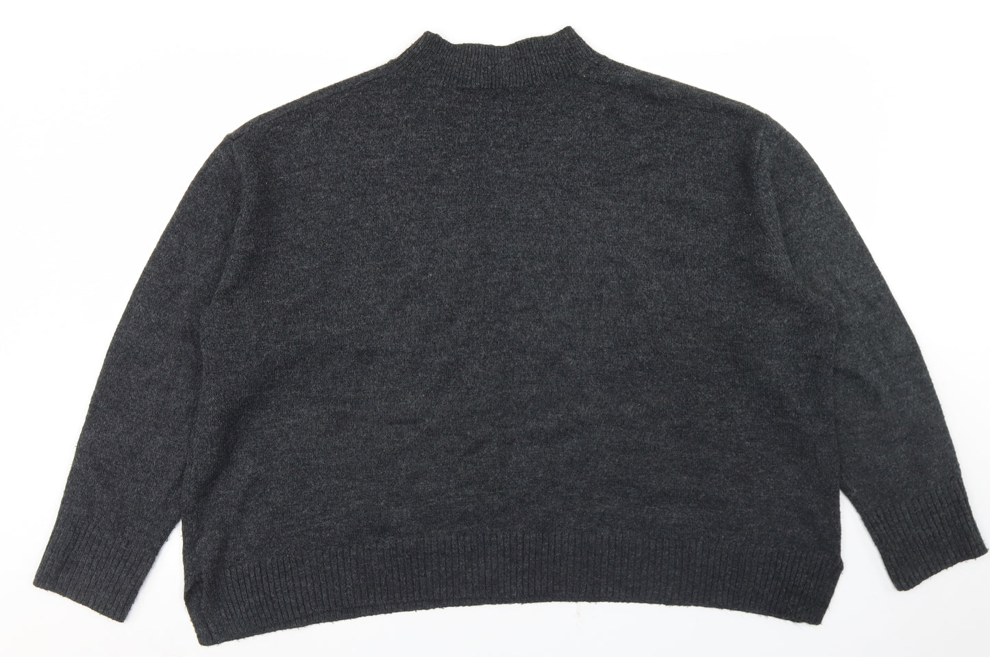 TU Womens Grey Mock Neck  Acrylic Pullover Jumper Size 22