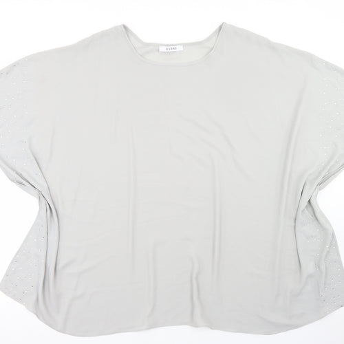 Evans Womens Grey  Polyester Basic Blouse Size 22 Round Neck