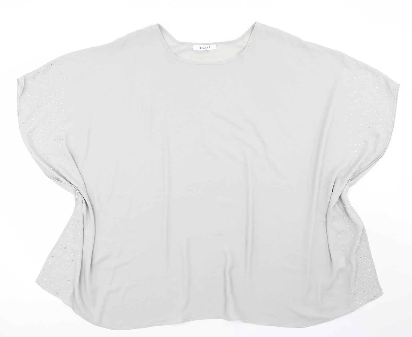 Evans Womens Grey  Polyester Basic Blouse Size 22 Round Neck