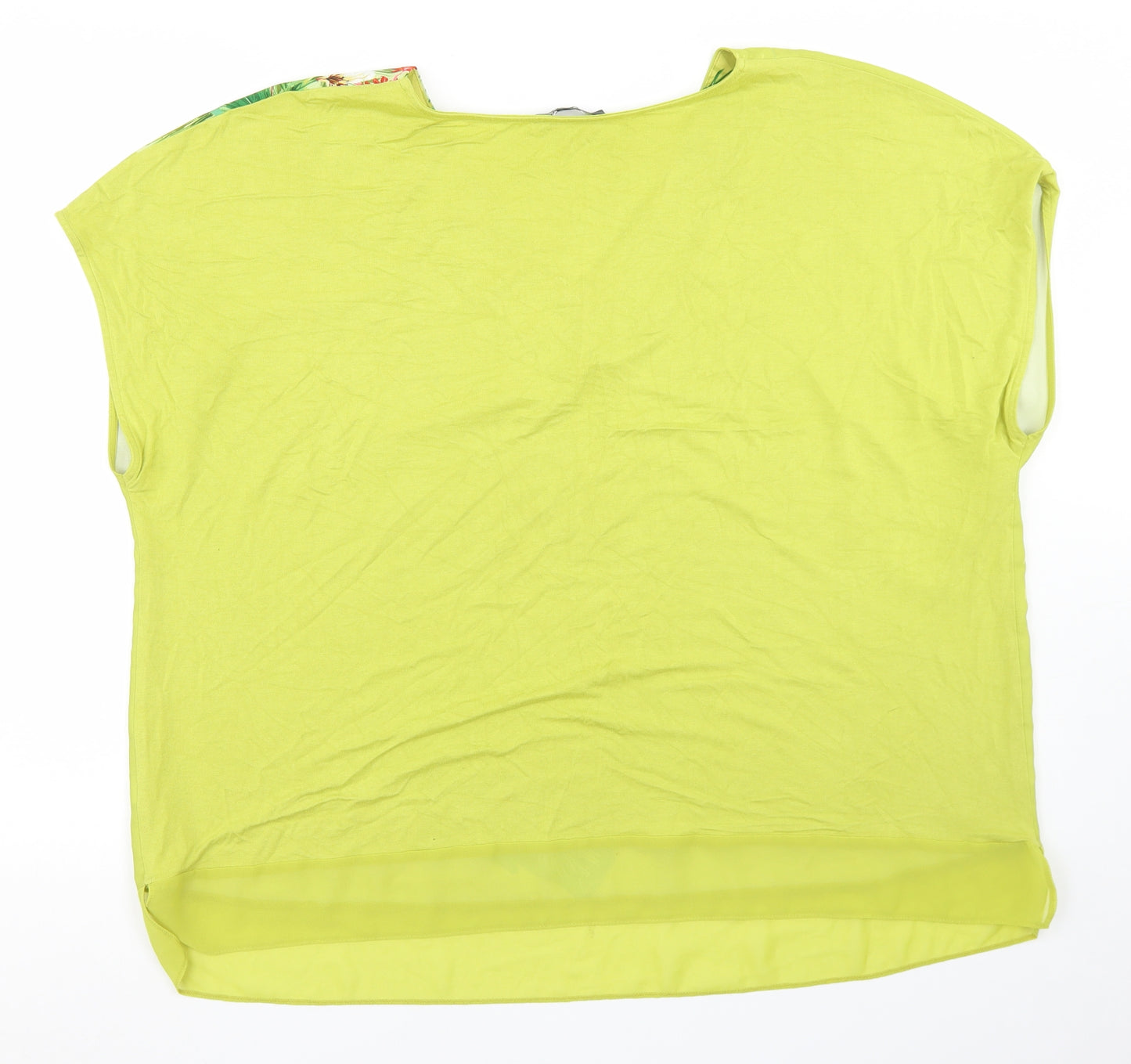 Bonmarché Womens Green Floral Polyester Basic Blouse Size 22 V-Neck