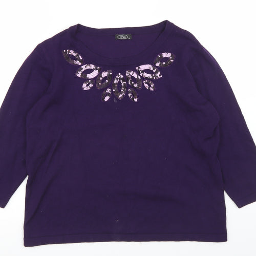 BM Womens Purple Round Neck  Viscose Pullover Jumper Size M