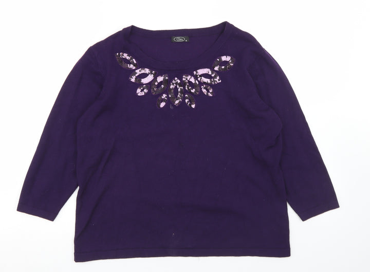 BM Womens Purple Round Neck  Viscose Pullover Jumper Size M