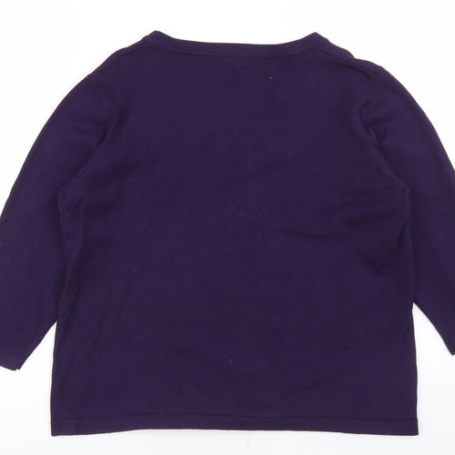 BM Womens Purple Round Neck  Viscose Pullover Jumper Size M