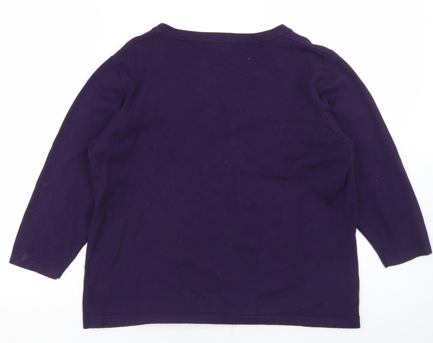 BM Womens Purple Round Neck  Viscose Pullover Jumper Size M