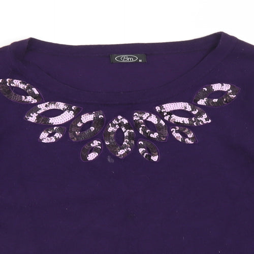 BM Womens Purple Round Neck  Viscose Pullover Jumper Size M