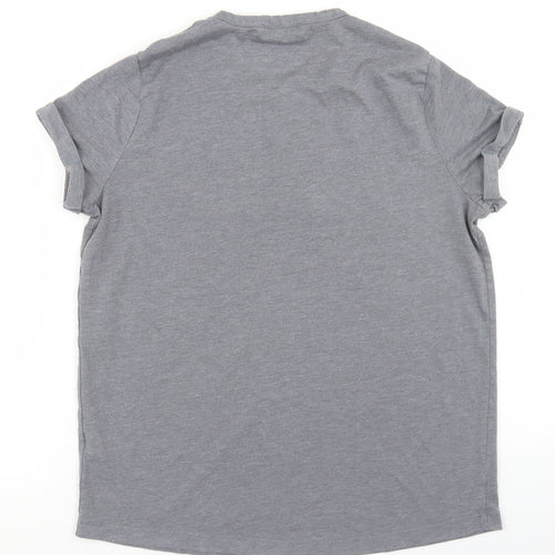TU Womens Grey  Polyester Basic T-Shirt Size 10 Crew Neck - Be Happy