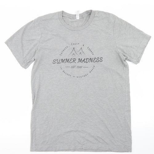 Canvas Womens Grey  Polyester Basic T-Shirt Size M Crew Neck - Summer Madness