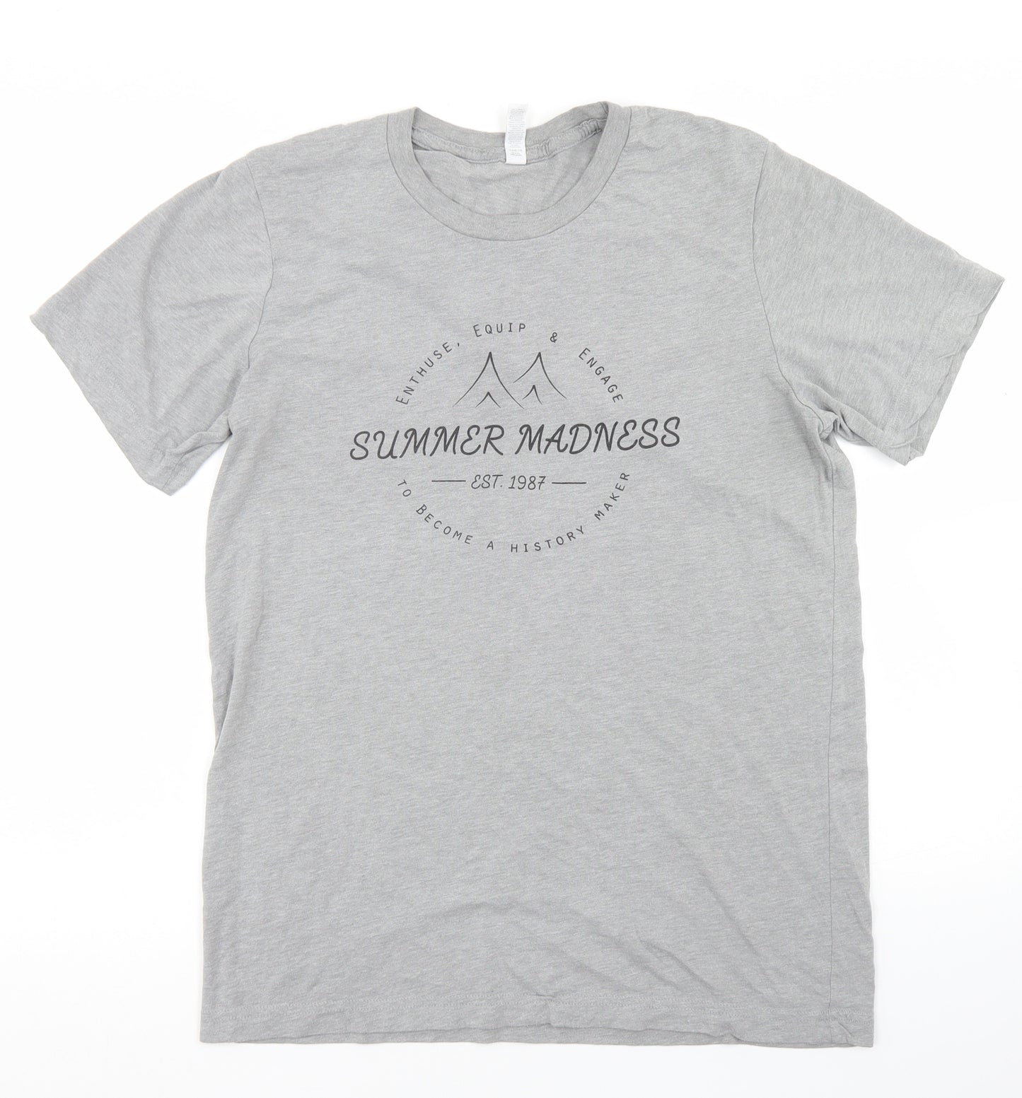 Canvas Womens Grey  Polyester Basic T-Shirt Size M Crew Neck - Summer Madness