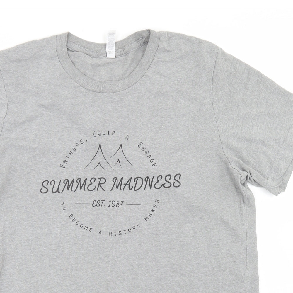 Canvas Womens Grey  Polyester Basic T-Shirt Size M Crew Neck - Summer Madness
