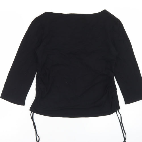 River Island Womens Black  Viscose Basic T-Shirt Size 16 V-Neck - Ruched
