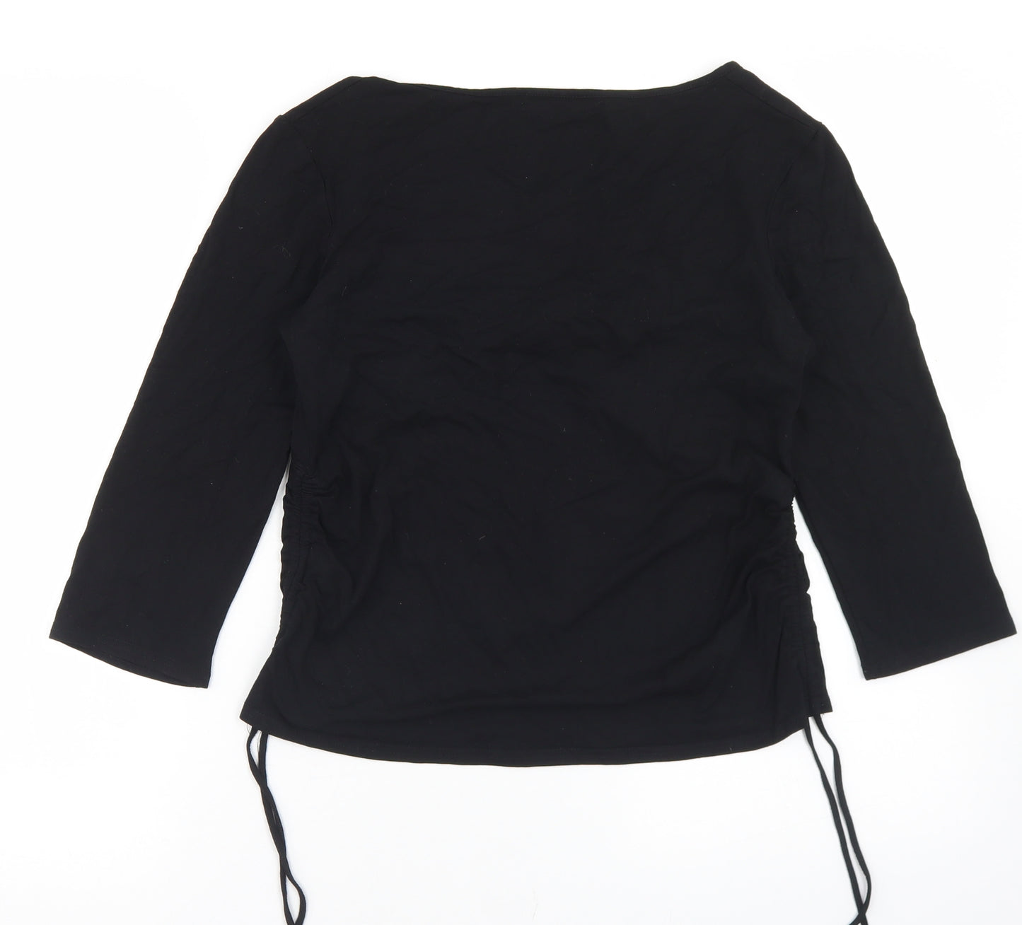 River Island Womens Black  Viscose Basic T-Shirt Size 16 V-Neck - Ruched