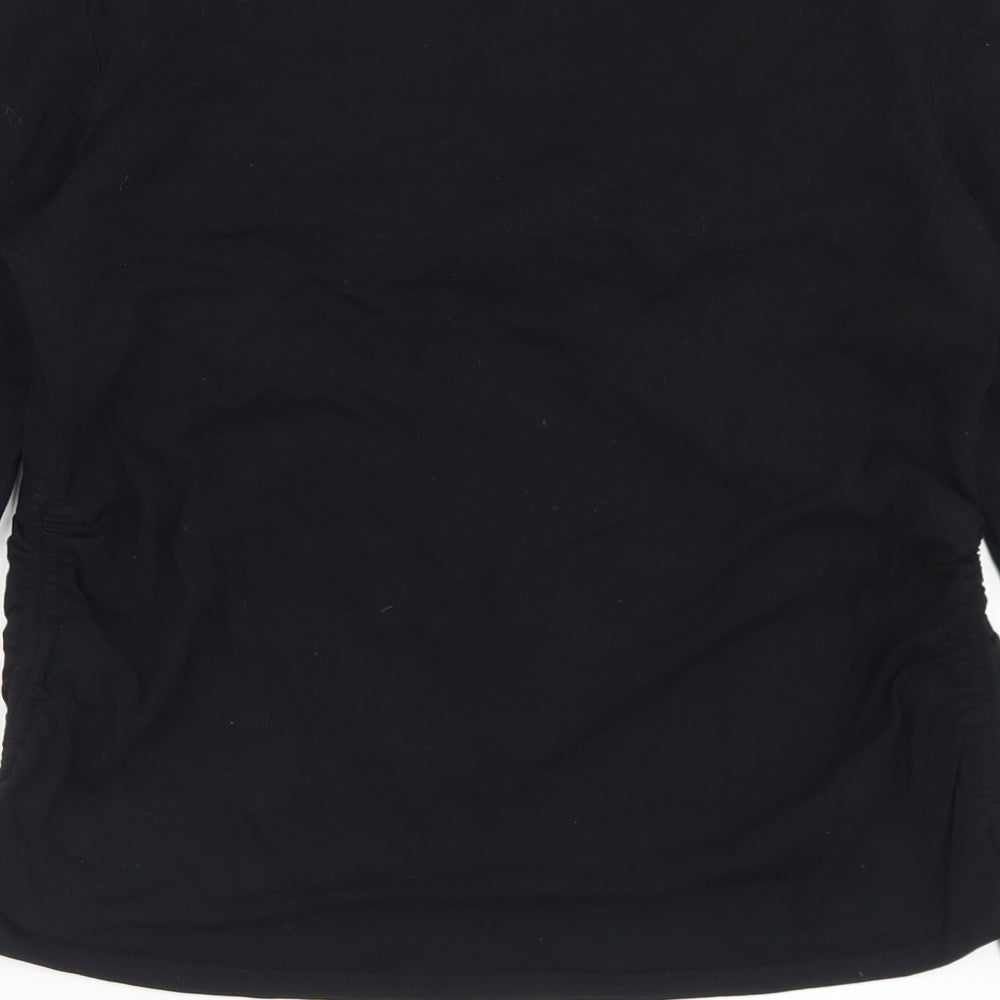 River Island Womens Black  Viscose Basic T-Shirt Size 16 V-Neck - Ruched