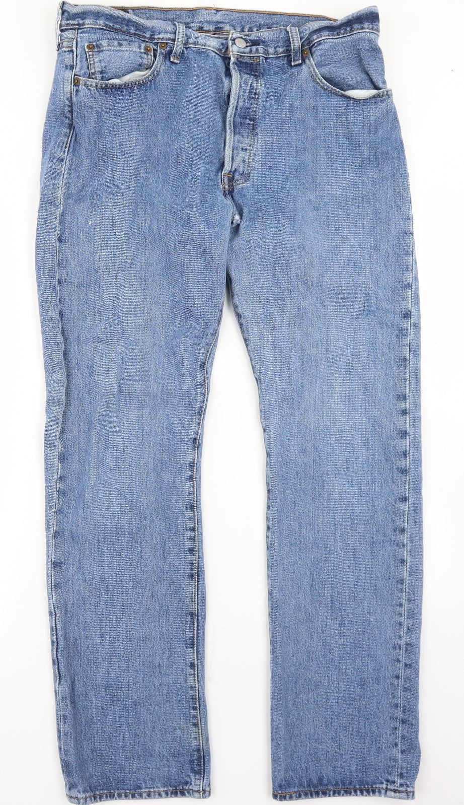 Levi's Mens Blue  Cotton Straight Jeans Size 34 in L32 in Regular Button