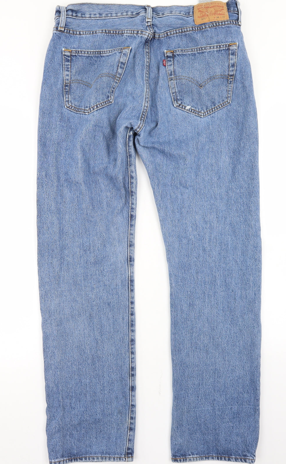 Levi's Mens Blue  Cotton Straight Jeans Size 34 in L32 in Regular Button