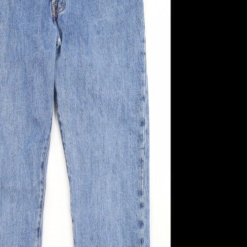Levi's Mens Blue  Cotton Straight Jeans Size 34 in L32 in Regular Button