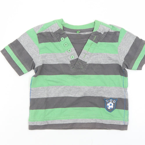 George Boys Multicoloured Striped Cotton Basic T-Shirt Size 9-12 Months Crew Neck