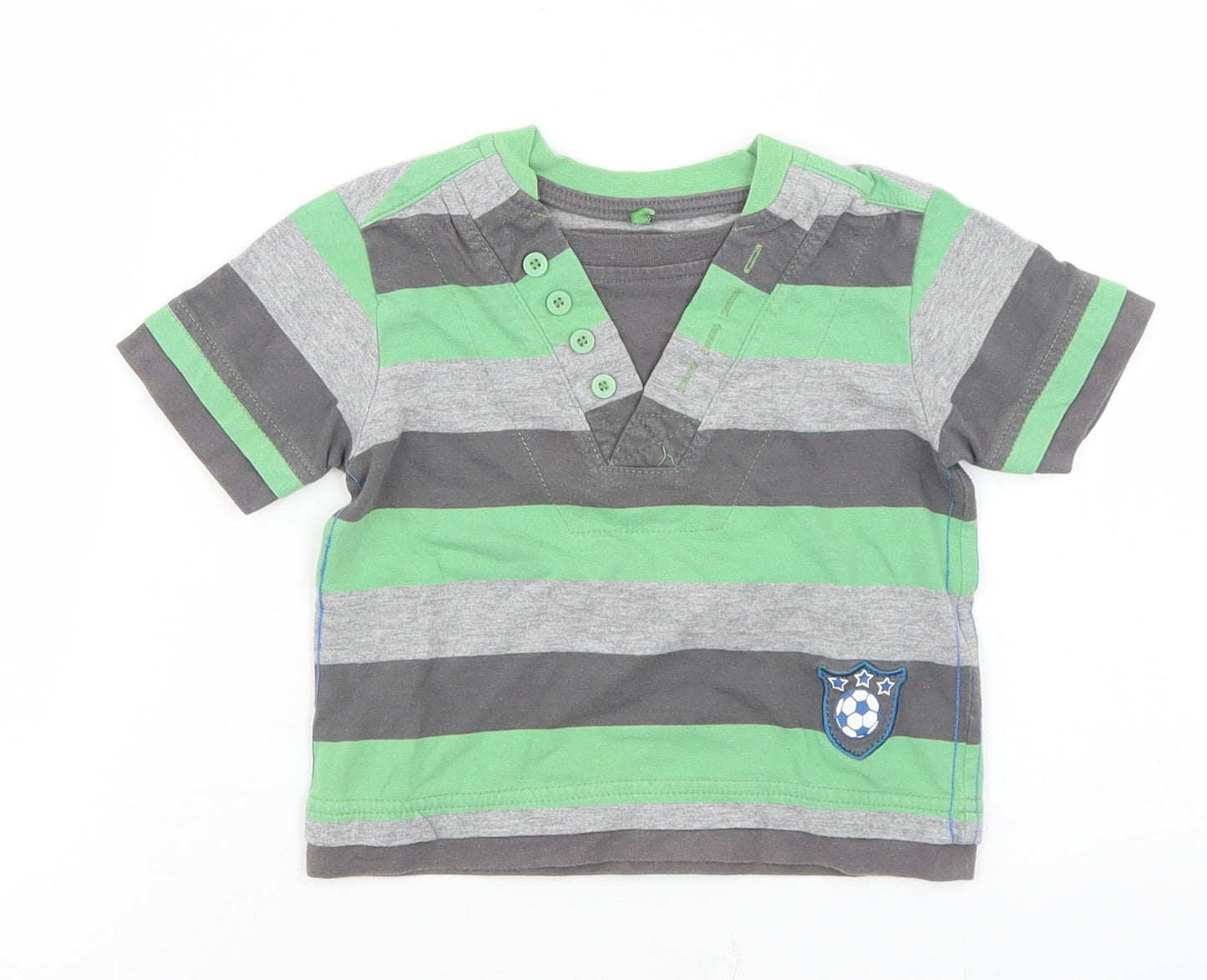 George Boys Multicoloured Striped Cotton Basic T-Shirt Size 9-12 Months Crew Neck