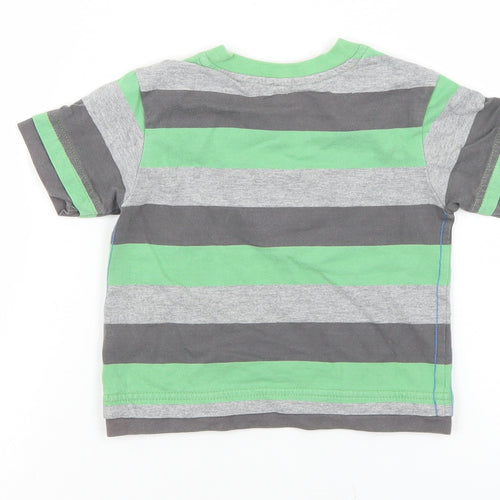 George Boys Multicoloured Striped Cotton Basic T-Shirt Size 9-12 Months Crew Neck