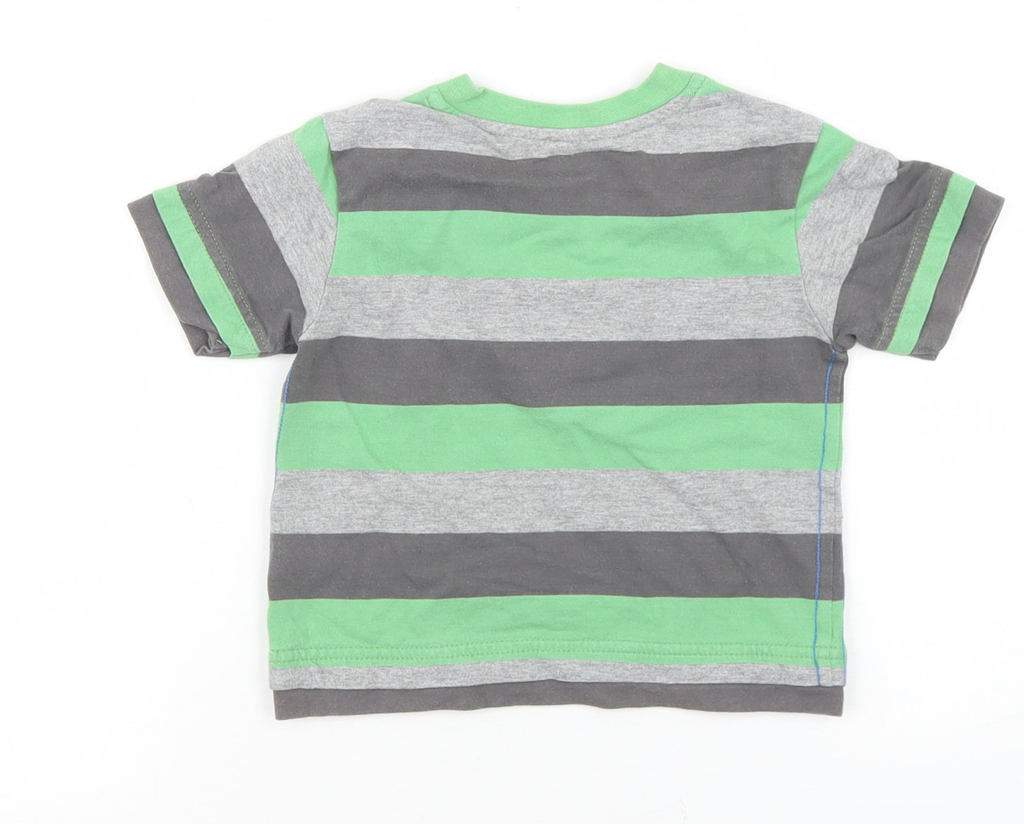George Boys Multicoloured Striped Cotton Basic T-Shirt Size 9-12 Months Crew Neck