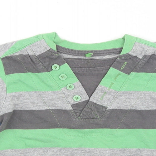 George Boys Multicoloured Striped Cotton Basic T-Shirt Size 9-12 Months Crew Neck