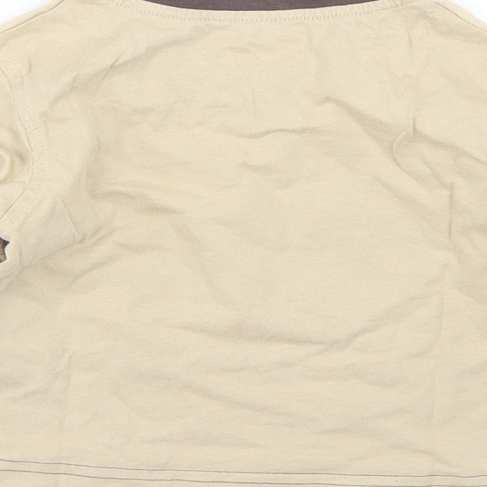 George Boys Beige  Cotton Basic T-Shirt Size 9-12 Months V-Neck  - Monkey