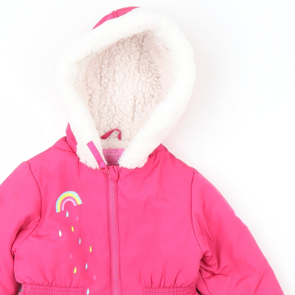 Nutmeg Girls Pink   Parka Coat Size 5-6 Years  Zip - Peppa Pig