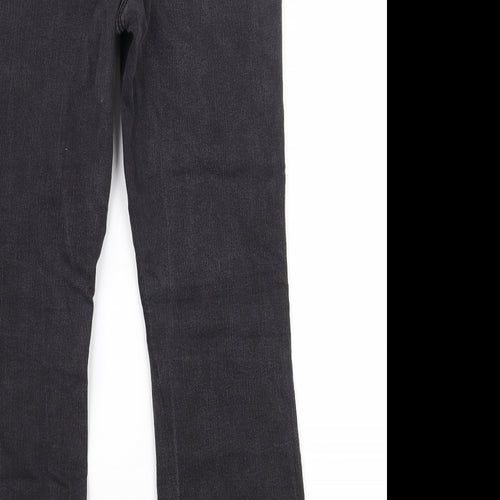 Preworn Womens Black  Cotton Bootcut Jeans Size 16 L28 in Regular Zip
