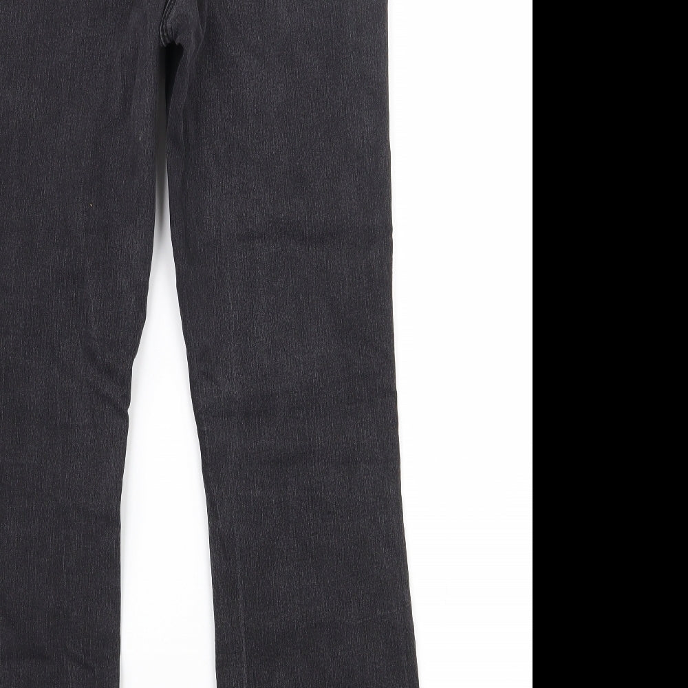 Preworn Womens Black  Cotton Bootcut Jeans Size 16 L28 in Regular Zip