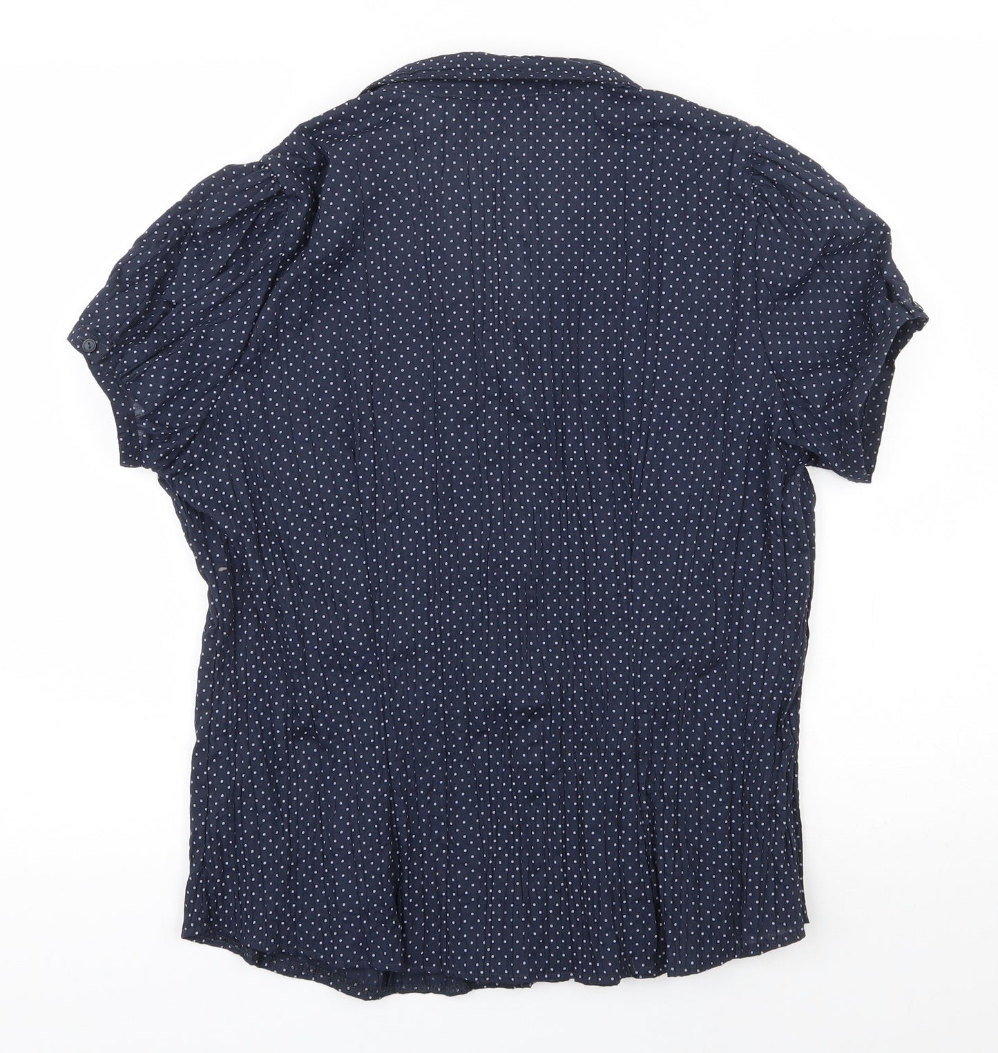 F&F Womens Blue Polka Dot Polyester Basic Blouse Size 18 V-Neck