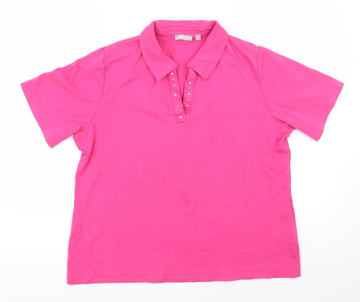 Rabe Womens Pink  Cotton Basic T-Shirt Size 18 V-Neck