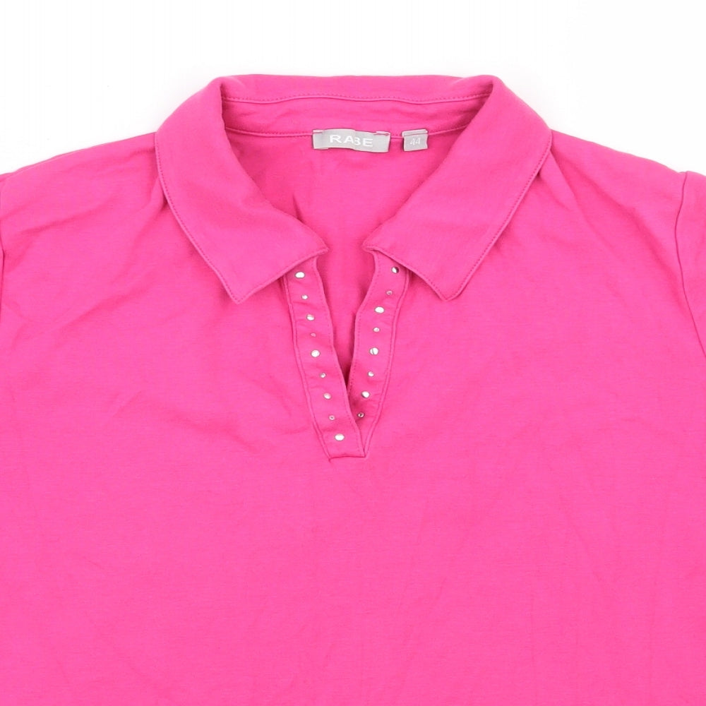 Rabe Womens Pink  Cotton Basic T-Shirt Size 18 V-Neck