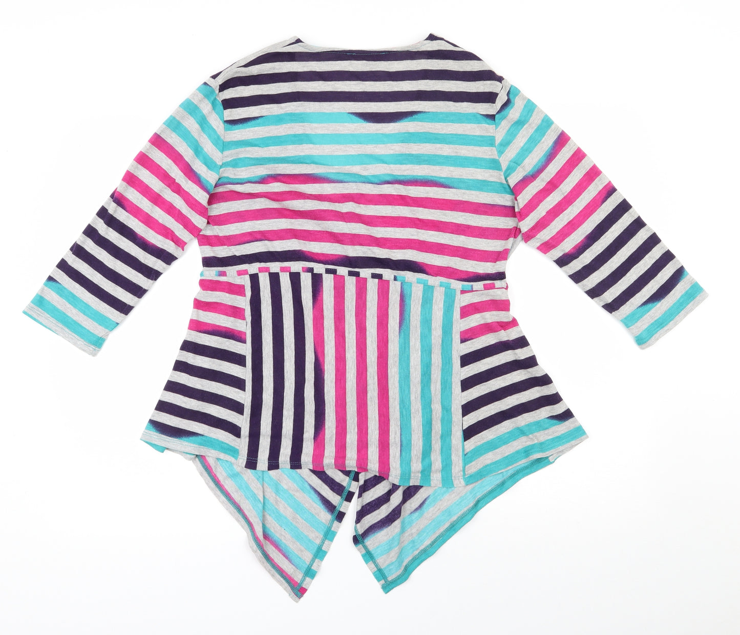Per Una Womens Multicoloured Striped Polyester Jersey Blouse Size 16 V-Neck