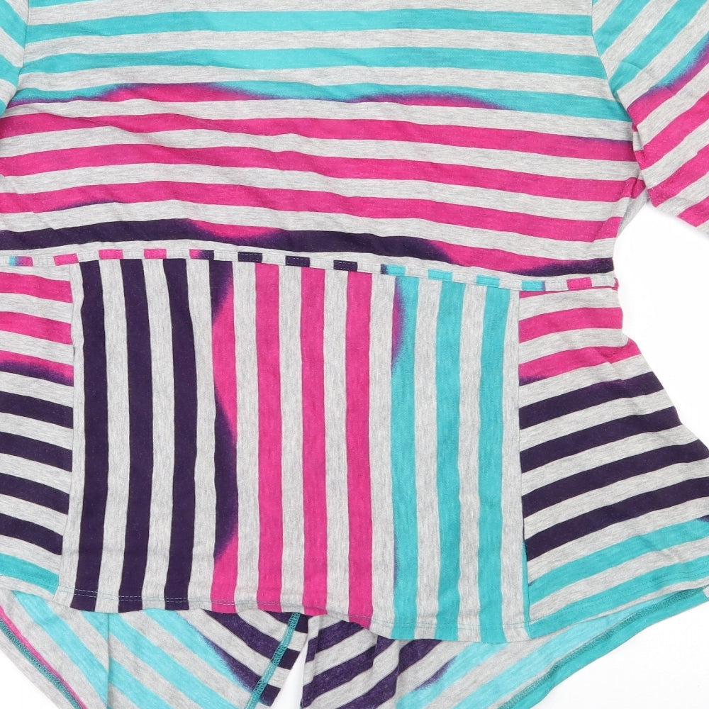Per Una Womens Multicoloured Striped Polyester Jersey Blouse Size 16 V-Neck