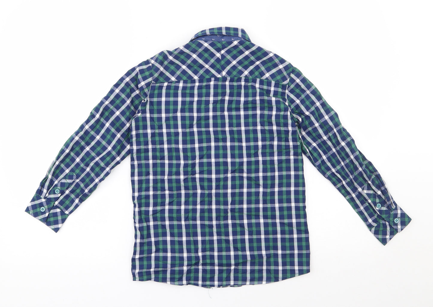 Little Lord & Lady Boys Blue Check 100% Cotton Basic Button-Up Size 7-8 Years Collared Button