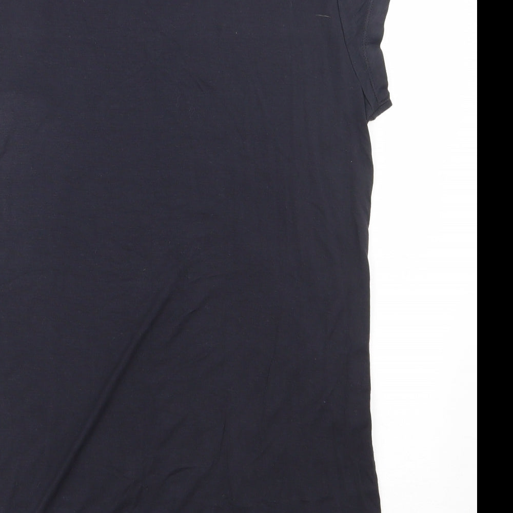 Elle Sport Womens Black  Viscose Basic T-Shirt Size 14 Scoop Neck Pullover