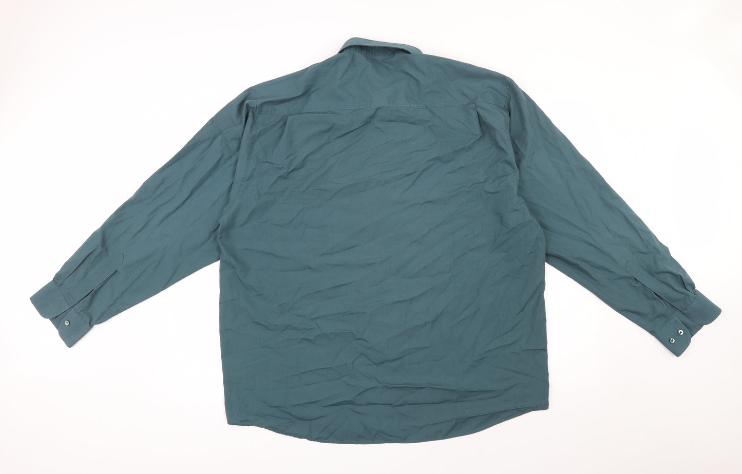 BHS Mens Green  Polyester  Button-Up Size 16.5 Collared Button